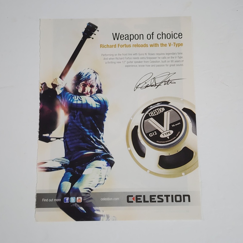 Print Ad Richard Fortus Guns N' Roses Celestion guitar clipping 2014 8x10.5